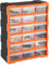 18PCS Multi Drawer Tool Bits Storage Organiser, Plastic DIY Craft Cabinet Storage Cabinet Box for Screws, Nuts, Small Parts Hardware Wall Mounted or Free Standing Orange
