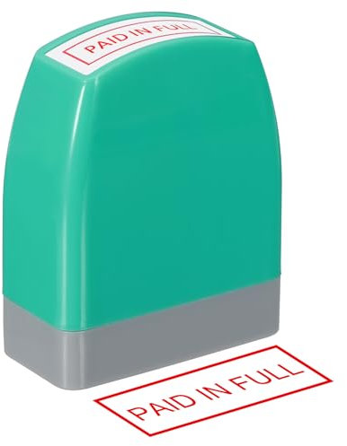 PATIKIL Vollständig bezahlt Hinweis Stempel Selbstfärbend, rote Tinte Bürostempel Nachfüllbarer Geschäftsstempel, grün