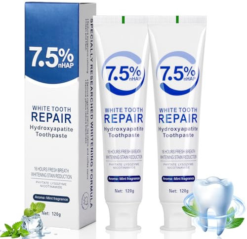 Hydroxylapatit Zahnpasta,Zahnpasta Mit Hydroxylapatit,Hydroxyapatite Toothpaste Ohne Fluorid,Schützt Den Zahnschmelz, Erfrischt Den Atem Und Reinigt Sanft Die Zähne (2 Stück)