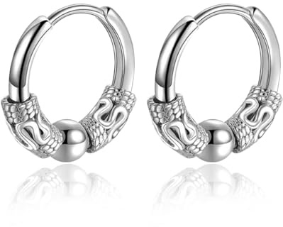 Lantine Creolen ohrringe herren Medizinischer Edelstahl ohrringe Männer Punk Hip Hop silber Schwarzer Ohrringe Vintage Perforierter Knorpelschmuck Jewellery Hypoallergen