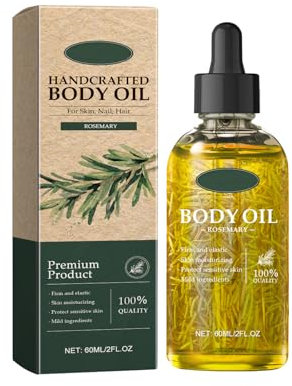 Vanilla Rose Body Oil, Handcrafted Premium Grade Nourishing Oil for Skin, Hair & Nails, 60ML After Shower Body Moisturizer with Vitamin E, for All Skin Types (Rosemary)