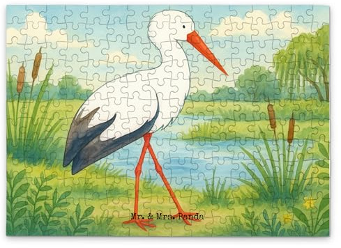 Mr. & Mrs. Panda Puzzle Storch Design 192 Teile - Geschenk, Baby, 1000, Störche, 2000, Lustige Sprüche, Mütter, 500, 1500, Schwangerschaft, Legespiel, Mutter