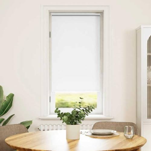 Verdunkelungsrollo, 60 x 120 cm, Weiß, für Fenster, Lichtblockierung, mit thermischer reflektierender Silberschicht, inklusive Montagezubehör für Wand oder Decke, ideal