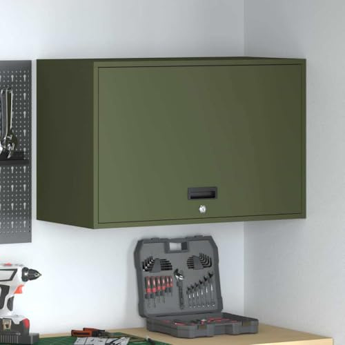 Foknhdi Wandschrank Olivgrün 40 x 80 x 53 cm aus pulverbeschichtetem Stahl mit Gasdrucklift Tür, Modernes Design für Flur, Schlafzimmer und Garage