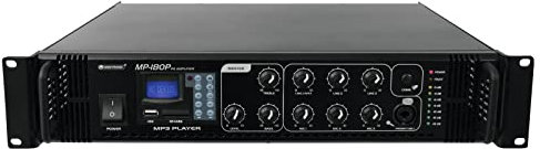 OMNITRONIC MP-180P ELA-Mischverstärker | ELA-Mono-Mischverstärker mit MP3-Player und IR-Fernbedienung, 180 Watt
