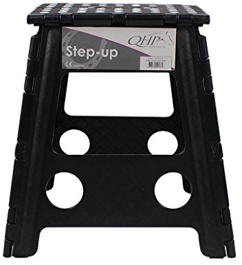 QHP Step up Hocker Aufstieghilfe Kunststoff klappbar Höhe 39 cm (Schwarz)