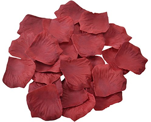 Doutop 1000 pétales de rose en soie pour mariage Fleurs Artificielles Flore pétales en mariée douche Bordeaux