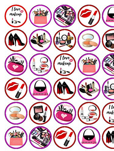 24 Assorted Makeup Pre-Cut Premium Edible Rice Card Cup Cake Toppers