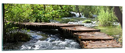 Panorama Bilder auf Glas Park natur grün bäume Glasbild 90x30cm Wandbilder Dekoration Wohnzimmer Schlafzimmer Küche Klein Wanddeko Bild im Glas Wand Kunstdruck Art Modern Wall Decor GAB90x30-0356