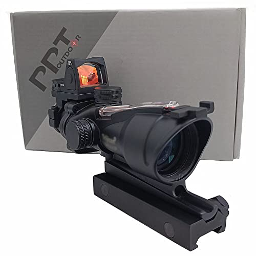 FIRECLUB XWXS 2021 New Version 4 x 32 Real Red Fiber Source Duell Beleuchtetes Zielfernrohr mit Einstellbarer Helligkeit Mit oder ohne RMR Sight Red Dot(Optional)