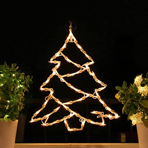 Fenster-Silhouette Weihnachten 50cm Weihnachtsdeko Fensterbilder Beleuchtet Weihnachtsbeleuchtung innen Fensterdeko zum aufhängen ,Kunststoff