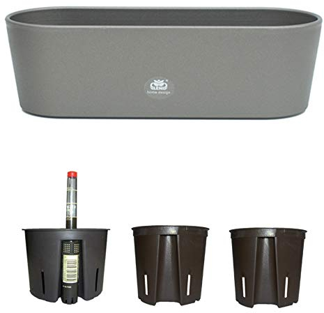 Set5 Kunststoff Flori Pflanzschale dunkelsilber für Hydrokultur L 26.5cm B 10.0cm H 08.0cm