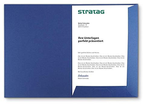 Präsentationsmappe A4 in Königsblau (60 Stück) - sehr stabiler 350 g/m² Naturkarton - direkt vom Hersteller STRATAG - vielseitig einsetzbar für Ihre Angebote, Exposés, Projekte oder Geschäftsberichte