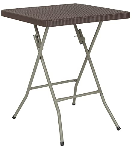 Flash Furniture Klapptisch aus Rattan, quadratisch, 4 m, Braun
