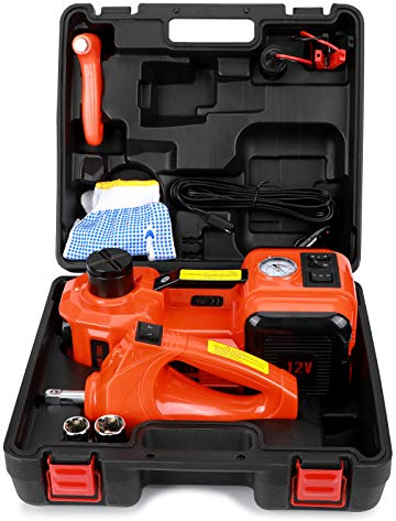 GOTOTOP Cric elettrico per auto e SUV 5Ton 12V DC Automotive Car Electric Floor Jack Lift Garage e attrezzature di emergenza con scatola di trasporto (5T jack + bulloni)