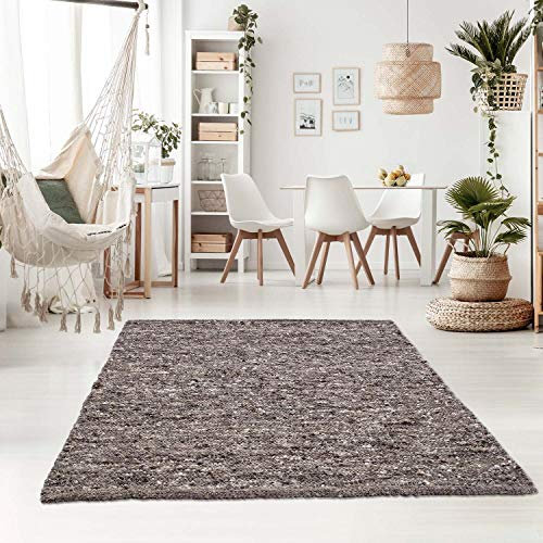 Taracarpet Handweb-Teppich Oslo Wolle im Skandinavischem Landhaus Design Wohnzimmer Esszimmer Schlafzimmer Flur Läufer beidseitig verwendbar 200x290 cm grau Multi