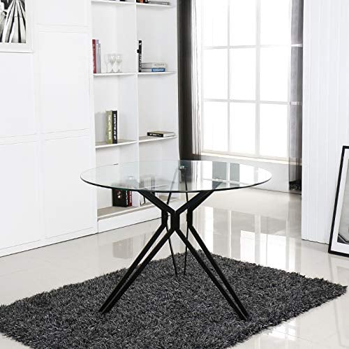 Designetsamaison Table à Manger Ronde 120cm en Verre - Matera