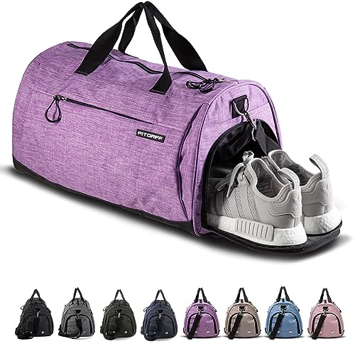 Fitgriff® Sporttasche & Reisetasche für Damen und Herren - mit Schuhfach & Nassfach - Tasche für Sport, Fitness & Reisen - Trainingstasche, Gym Bag (Purple, 58 x 31 x 31 cm (Medium))