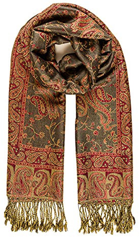 Pashmina Palästina Schals für Damen, bedruckt, spanisches Design, für Sommer und Herbst, Baza Collection - Dunkelgrünes Paisley, One size