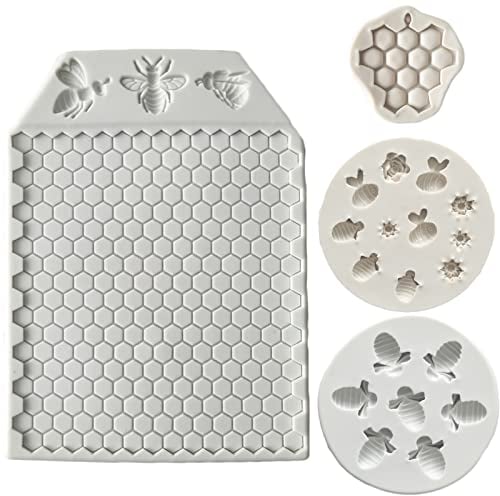 4 Piezas Molde de Silicona para Fondant, Molde de Silicona en Forma Panal, Molde de Silicona para Fondant de Fácil Limpieza, Utilizado para Hornear Dulces, Nueces, Moldes para Pasteles de Gelatina