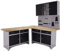 Ondis24 Werkstatt Set Ecklösung Iconic One, Werkbank, 120 + 60 cm Holzarbeitsplatte, Werkzeugschrank, Werkzeugwand Lochwand, Haken Set, Metall