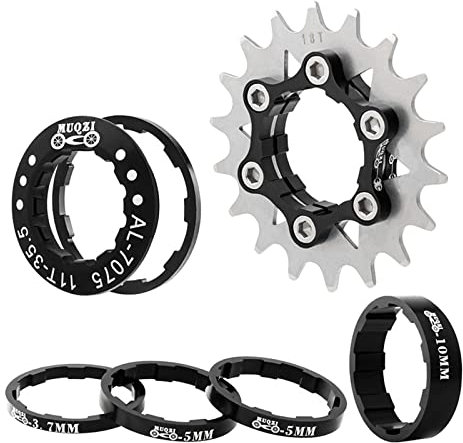 Perfeclan Lightweight 18T Single Cassette Spacers, Aluminum Alloy Sprocket Freewheel Adapter, Bike Accessories, Black