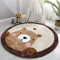 GLITZFAS Rund Kinderteppich, Flauschige Kinderteppich Cartoon-Tiere Runder Teppich Faux-Lamm Kurzflor Teppich für Kinderzimmer Mädchen Jungs (Braunbär,Durchmesser 120cm)