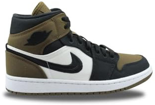 Nike WMNS Air Jordan 1 Mid, Basketballschuhe für Herren, Helles Olivgrün Segel Weiß Schwarz, 39 EU
