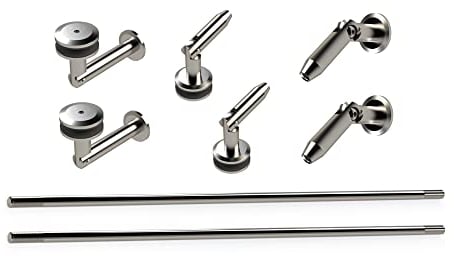 METALUSTIC Beschlagsatz für Glasvordach | Satz mit drei Konsolen | Glasvordachmontage | Beschlagsatz | Befestigung des Glasvordachs | 50 mm Typ1 + Typ 2 + Typ 2 | Glas 10-22 mm | Doppelt