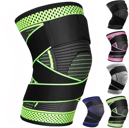 Ruilala Kniebandage Sport Kniestütze für Herren Damen Elastisch Knie Sleeve Verwendet für Laufen, Basketball, Fitness, Fußball, Gewichtheben 1 Stück (Grün, L)