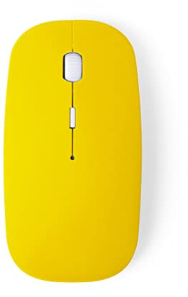 Generico Mouse Wireless ottico Senza Fili Ergonomico Soft Touch a Batteria Pile Usb Pc (GIALLO)