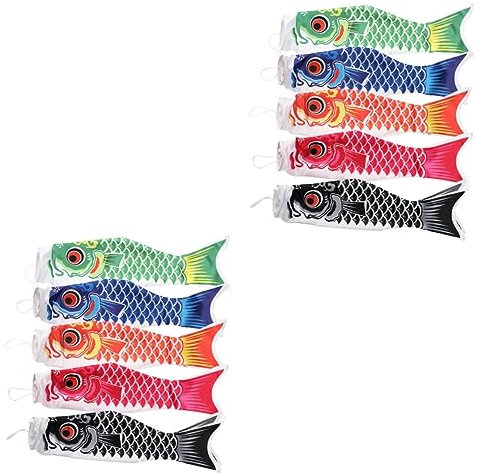 Happyyami 2 Stück 5 Stück Japanischer Karpfen-Streamer Windsäcke Im Freien Koinobori-hängedekor Dekorative Gartenwindsäcke Windsack-fischflagge Windsacktasche Säulenwindsack Schwer Leitfahne