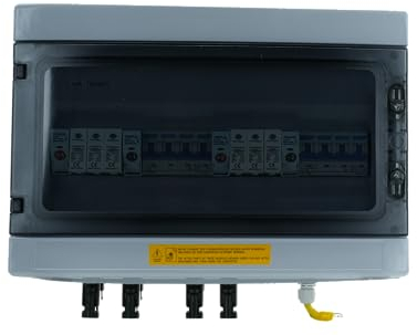 Solar Anschlusskasten DC 2 String, T2/T1+T2+MCB, 1000V, Blitzschutz für PV Anlage Solarmodule, Überspannungsschutz, UV-beständig & Wasserdicht IP65