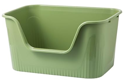 TownTime Katzenklo XXL, 64,18 cm L × 45,3 cm B × 33,3 cm H, Katzenklo groß offen, Katzentoilette für große Katzen, Kätzchen, Katzenklo mit hohem Rand, ohne Deckel, Katzentoilette(Grün)