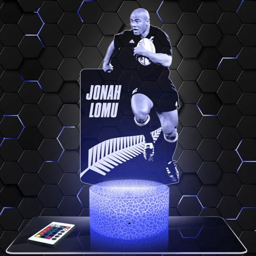 Lampephoto.fr - J. Lomu Rugby 3D Lampe, Touch Nachtlicht, J. Lomu fanartikel, Rugby Geschenk, Rugbyspieler, 3D Led Illusion Geschenkidee Weihnachten Geburtstag Junge und Mädchen