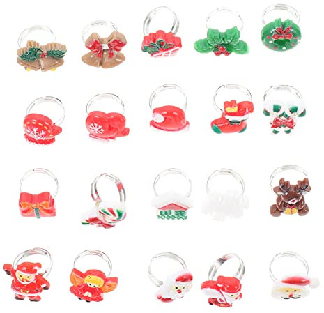 PRETYZOOM 36st Weihnachtsring Spielzeug Kleines Mädchen Klingelt Finger Requisiten Für Weihnachten Weihnachtsmann-spielzeug Weihnachtsfingerringe Rentier Ringe Karikatur Kind Abs Schmuck