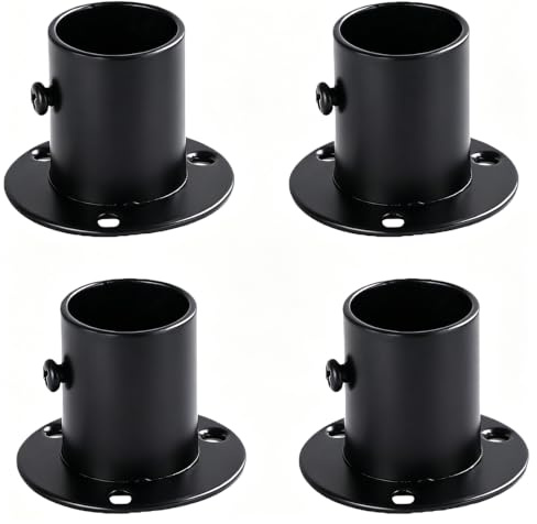 AYGCI 4 Piezas Soportes para Barra de Cortina, Soporte de Brida de Acero Inoxidable en Forma de U Soportes para Varillas de Armario Techo Pared con Tornillos para Ducha (Negro 32 mm)