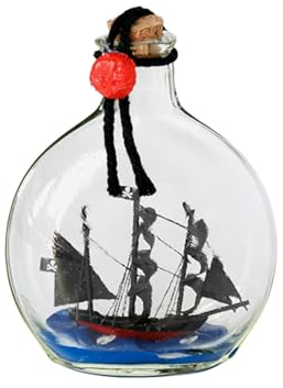 FLADO Velero en Botella, Modelo de Barco Artesanal con Botella Vertical pequeña, Modelo de Barco Perla Negra en Botella de Vidrio, Regalos de cumpleaños navideños (7,5 * 3,5 * 9 cm)