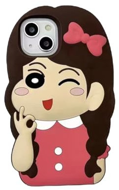 SGVAHY Phone Case for iPhone 15 - Funny, Cute, Kawaii - Bow Braid Girl Cartoon Case - Soft Silicone Slim Case - Super Cute, Perfect Fit, Durable & Sturdy