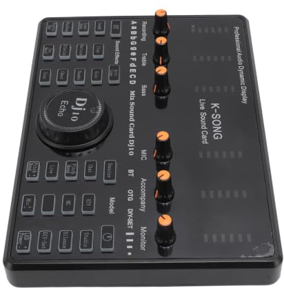 PUSOKEI Live-Soundkarte, Intelligente Rauschunterdrückung, Mehrere Soundeffekte, 48-kHz-Ausgang, 16-Bit-Sound-Mixer-Board, für Mobiltelefon-PC, Große Auswahl an Szenen, Hervorragender