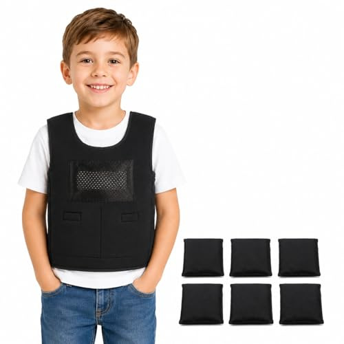Weighted Vest for Kids with Sensory Needs,Weighted Adjustable Compression Vest-Deep Pressure for Children with Autism,ADHD,SPD Girls & Boys (with 2.65 lbs Removable Weights)