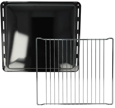 vhbw 1x teglia da forno, 1x griglia (set da 2pz.) compatibile con Rex EKM60350, RKG651100W, RKG651101W, RKG651105W forni - 42,2 x 37 x 4 cm