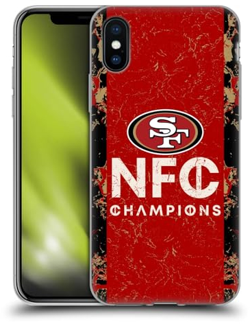 Head Case Designs Offizielle NFL NFC Champ 49ers Meister Der Division 2024 Gel Handyhülle Hülle [Militärischer Schutzgrad] Kompatibel mit Apple iPhone X/iPhone XS