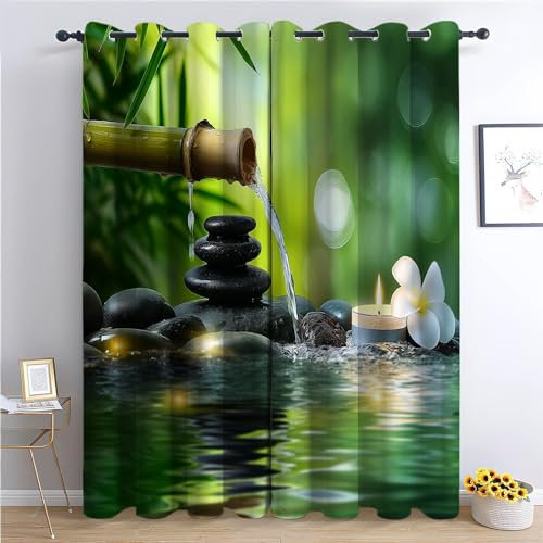 CozyRest Kinder Vorhänge Kerzenblume aus Stein Ösen Gardinen mit Blickdichte Thermo Vorhang Kälteschutz Blackout Curtain Kinderzimmer Schlafzimmer Ösenvorhang H160 x B70cm