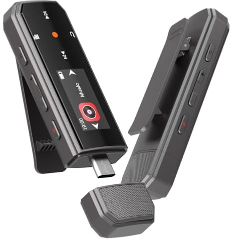 64GB Tragbarer MP3 Player Mit Bluetooth 5.3, Ein-Klick-Aufnahme, Typ-C Und USB, Clip, UKW-Radio, Mobiltelefon-Verbindung, Unabhängige Lautstärketaste
