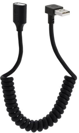LANMINGLEL USB 2.0 Male to Female Coiled Cable, 1.3 to 3.23ft, 480Mbps Data Transfer, Compatible with Printers, Cameras, Mouse, and Other USB Devices