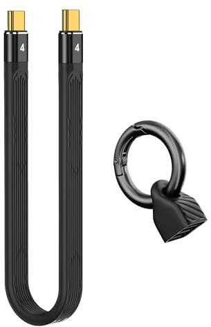 [8.5 inch] Short USB-C Cable with Keychain, Thunderbolt 4 / USB4 Type-C Cable 40Gbps Data Transfer 240W PD Fast Charging 8K@60Hz Video, Compatible with iPhone 17 Pro Max, MacBook, iPad, External SSD