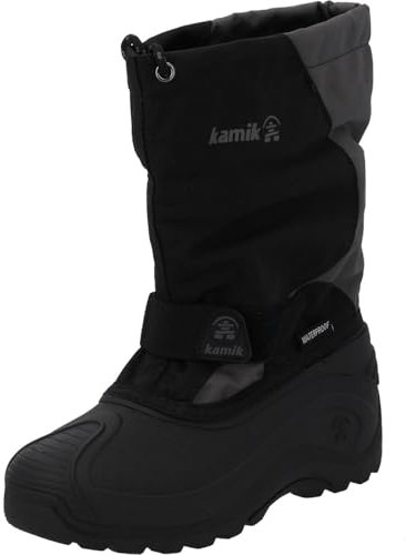 Kamik Snowfox 3 Kinder Schneestiefel - wasserdichte Winterstiefel Warm Gefüttert - Jungen und Mädchen Stiefel - Perfekt für den Kinderfuß Blk 37 EU