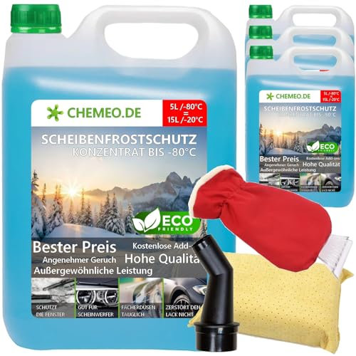 beeco STORE CHEMEO® Scheibenfrostschutz -80°C, 20L Konzentrat = 60L Gebrauchsfertig Scheibenwaschanlagen-Frostschutz -20°C, Scheibenwaschflüssigkeit, Scheibenwischwasser, Scheibenreiniger für Winter