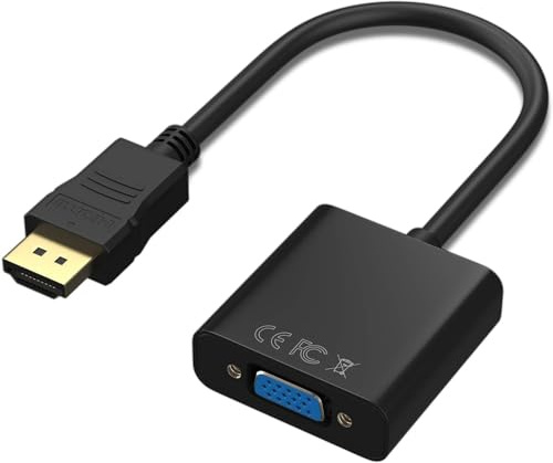 AYMBH HDMI to VGA Adapter 1080P with Audio Support, HDMI Male to VGA Female Converter Cable for PC, Laptop, Monitor, Desktop, TV Box, Xbox, PS4, and More - Plug & Play, Black